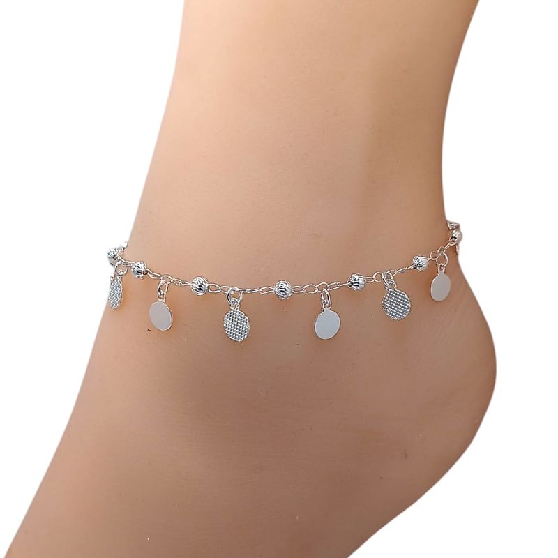 Tobillera o Pulsera bola sonrisa y circulo. 9&quot; de largo.
