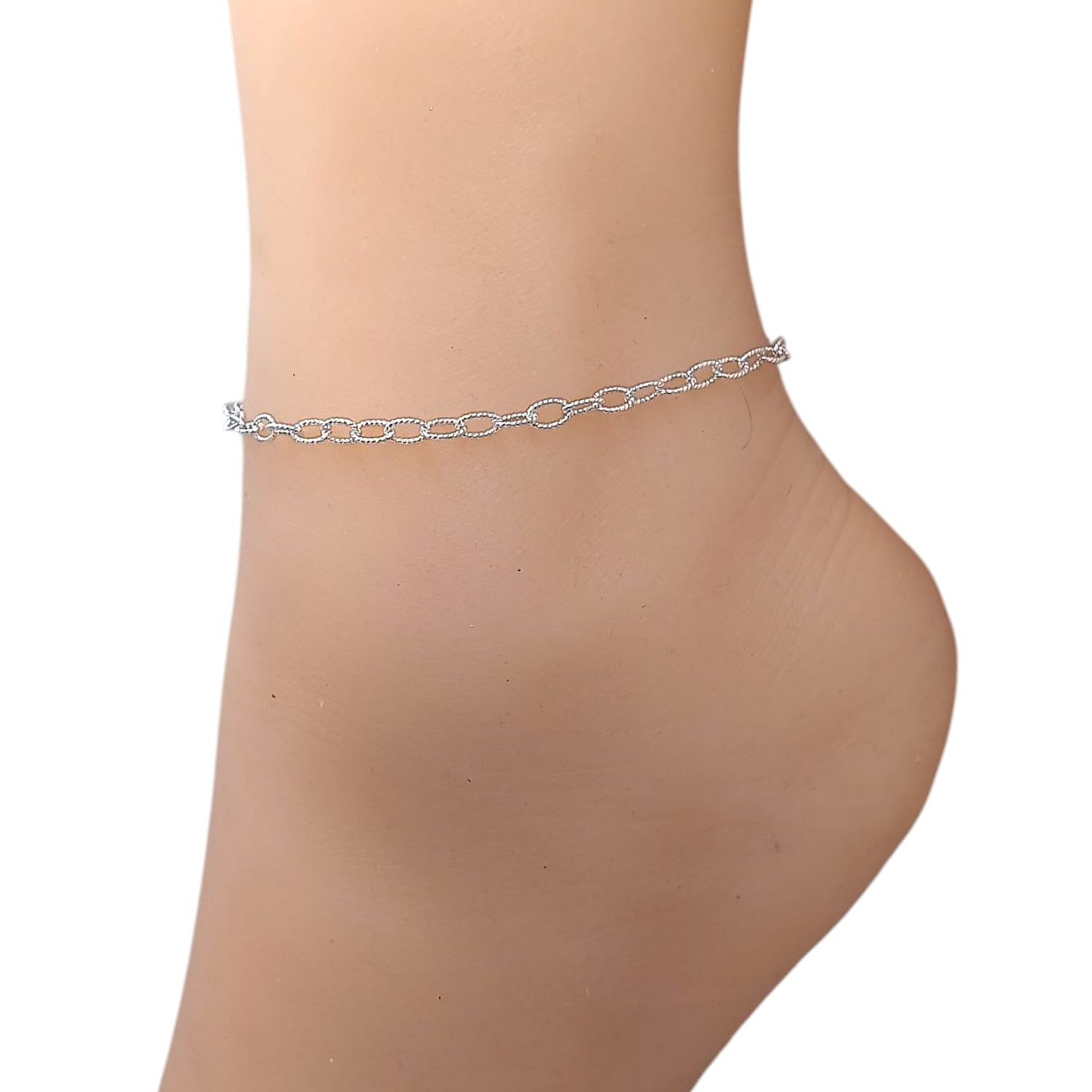 Tobillera Fancy Mide 9 &quot;  Con Extensión En Plata 925