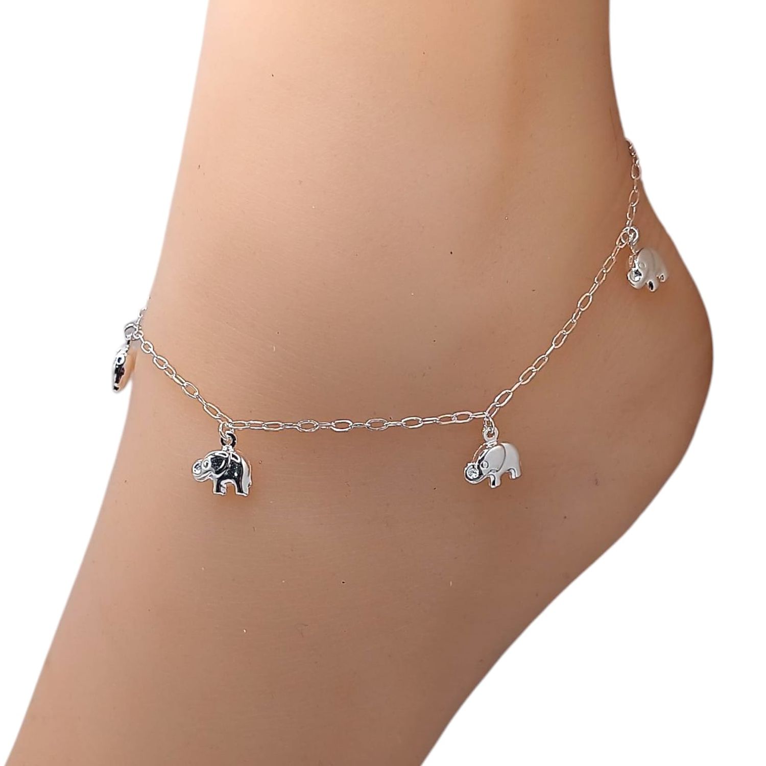 TOBILLERA  ELEFANTES 10&quot; PLATA .925