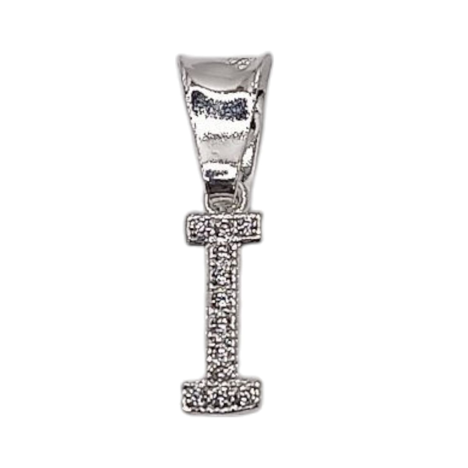 DIJE LETRA I 1 CM CON MINI CZ PLATA .925