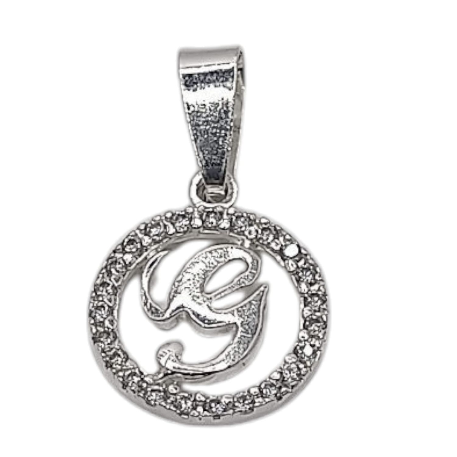 Dije letra G con circonias. 1.5 cm. de diametro. PLATA .925
