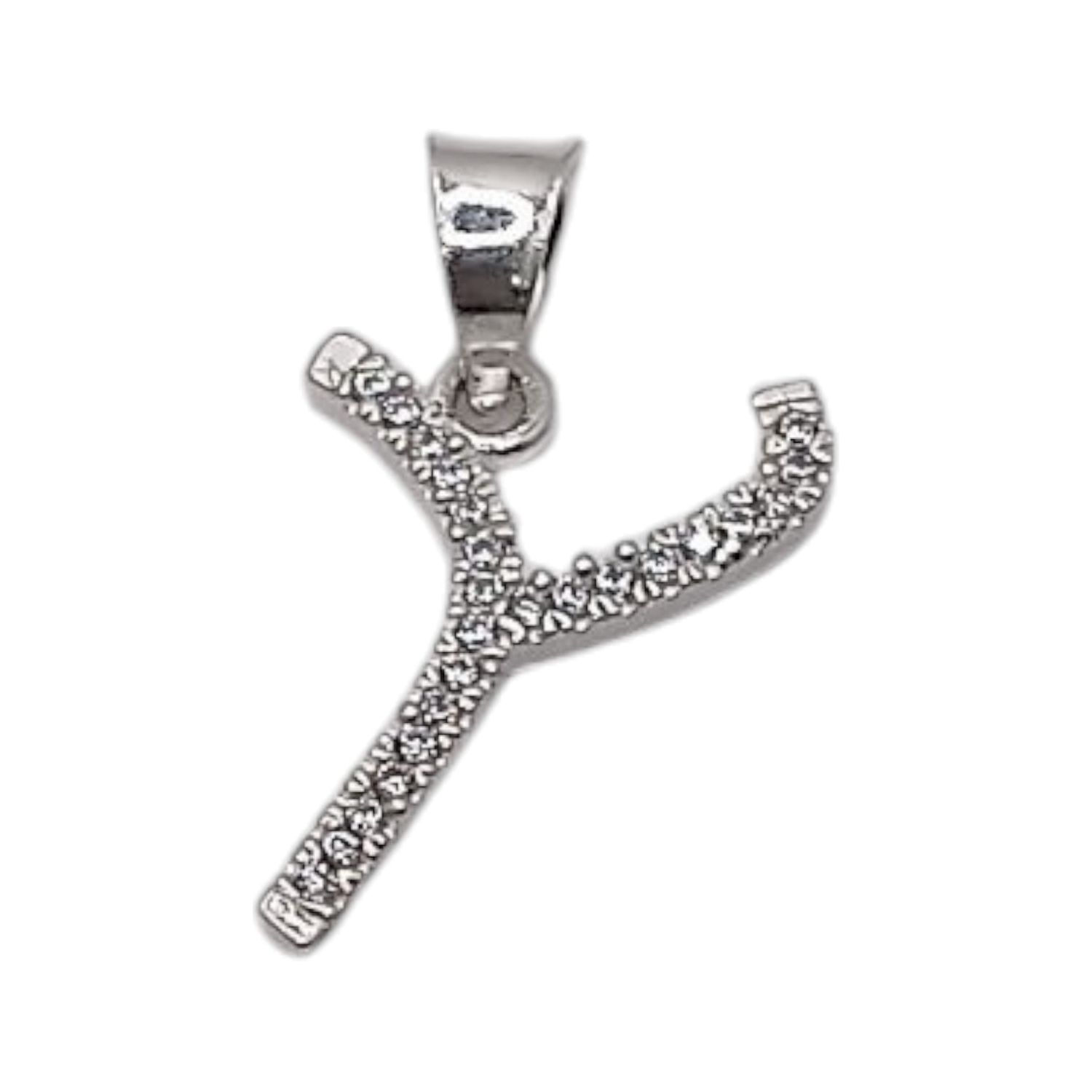 Dije letra Y con circonias. 2 cm. de largo. PLATA .925
