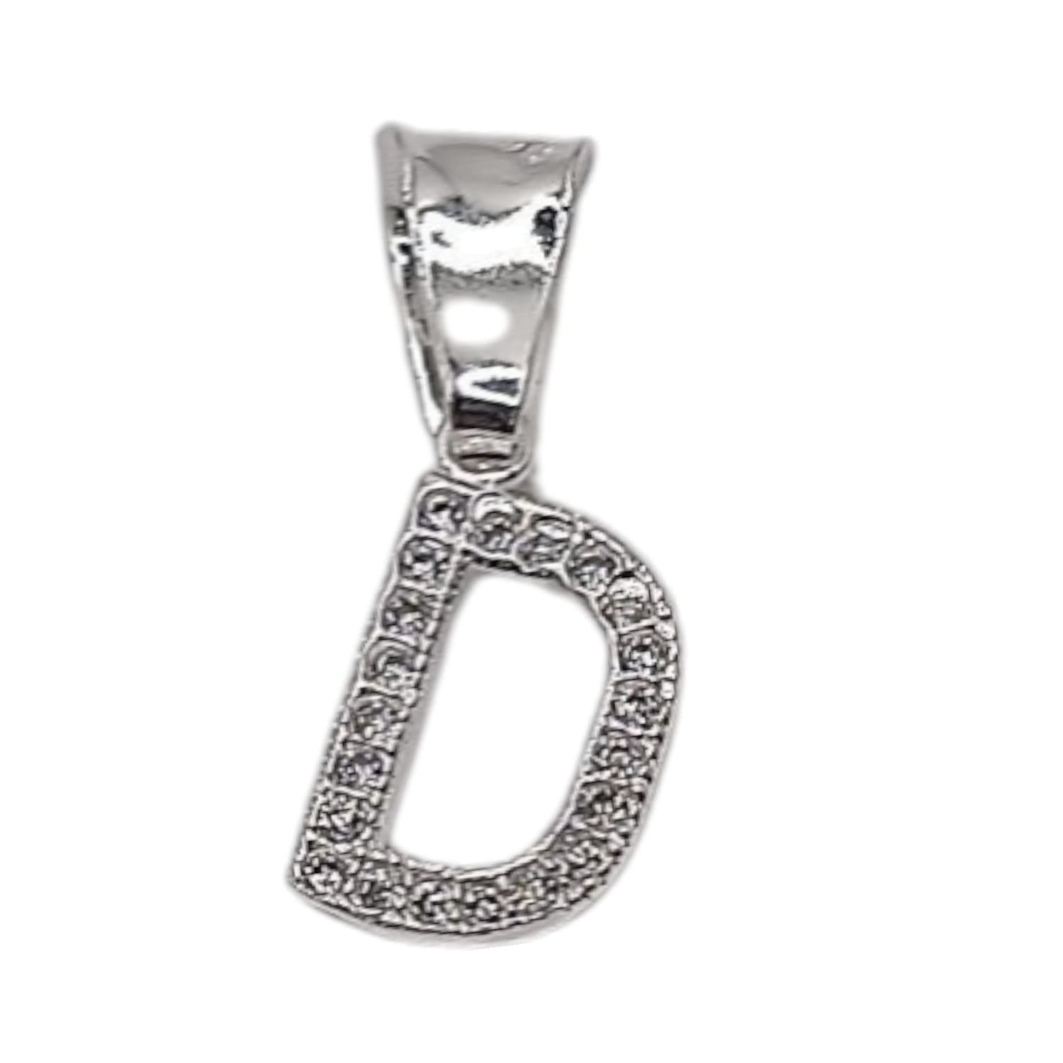 DIJE LETRA D 1 CM CON MINI CZ PLATA .925