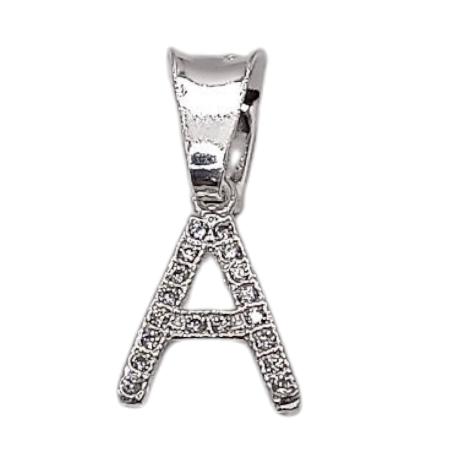 DIJE LETRA A 1 CM CON MINI CZ PLATA .925