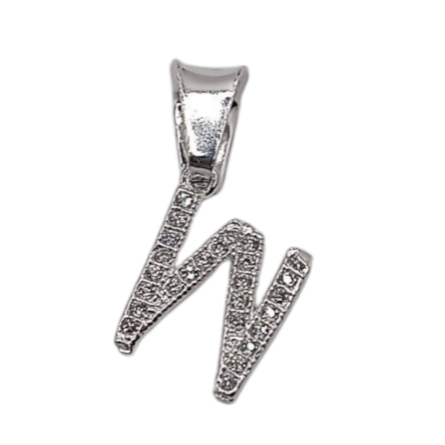 DIJE LETRA W 1CM CON MINI CZ PLATA .925