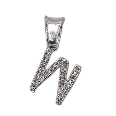 DIJE LETRA W 1CM CON MINI CZ PLATA .925