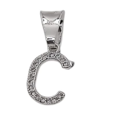 DIJE LETRA C 1 CM CON MINI CZ PLATA .925