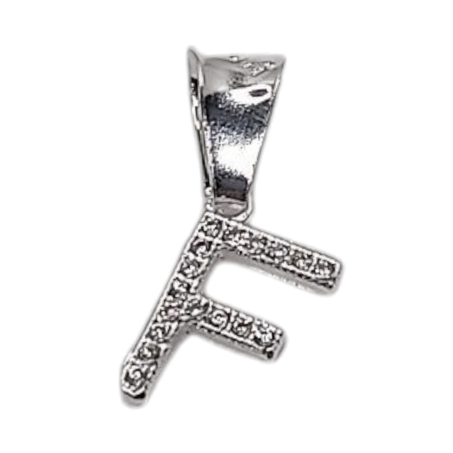 DIJE LETRA F 1 CM CON MINI CZ PLATA .925