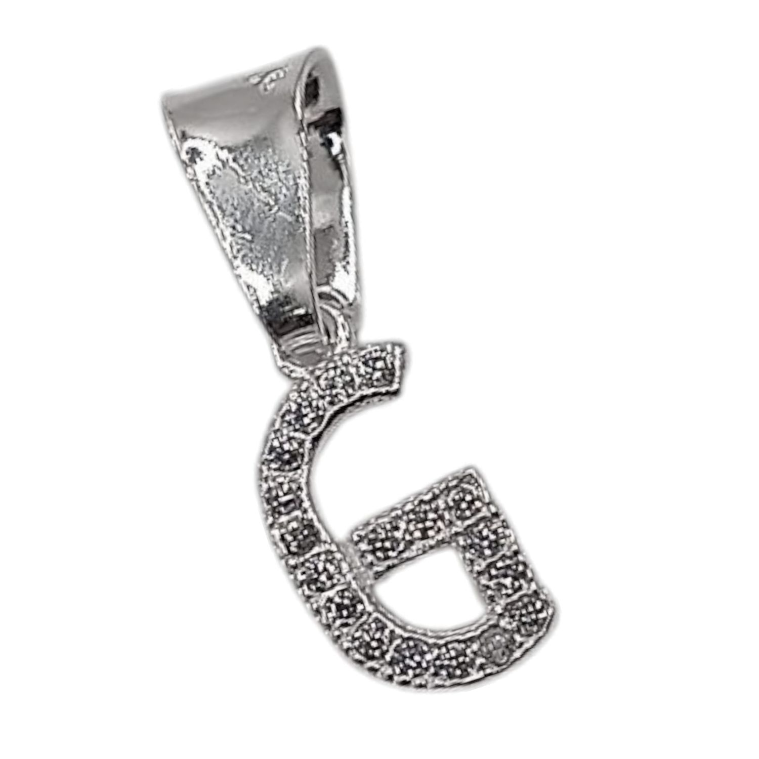 DIJE LETRA G 1CM CON MINI CZ PLATA .925