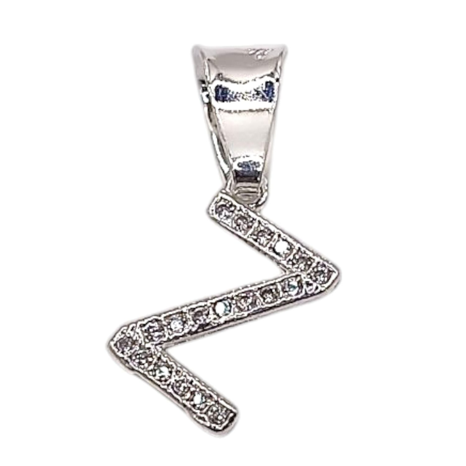 DIJE LETRA  Z 1 CM CON MINI CZ PLATA .925
