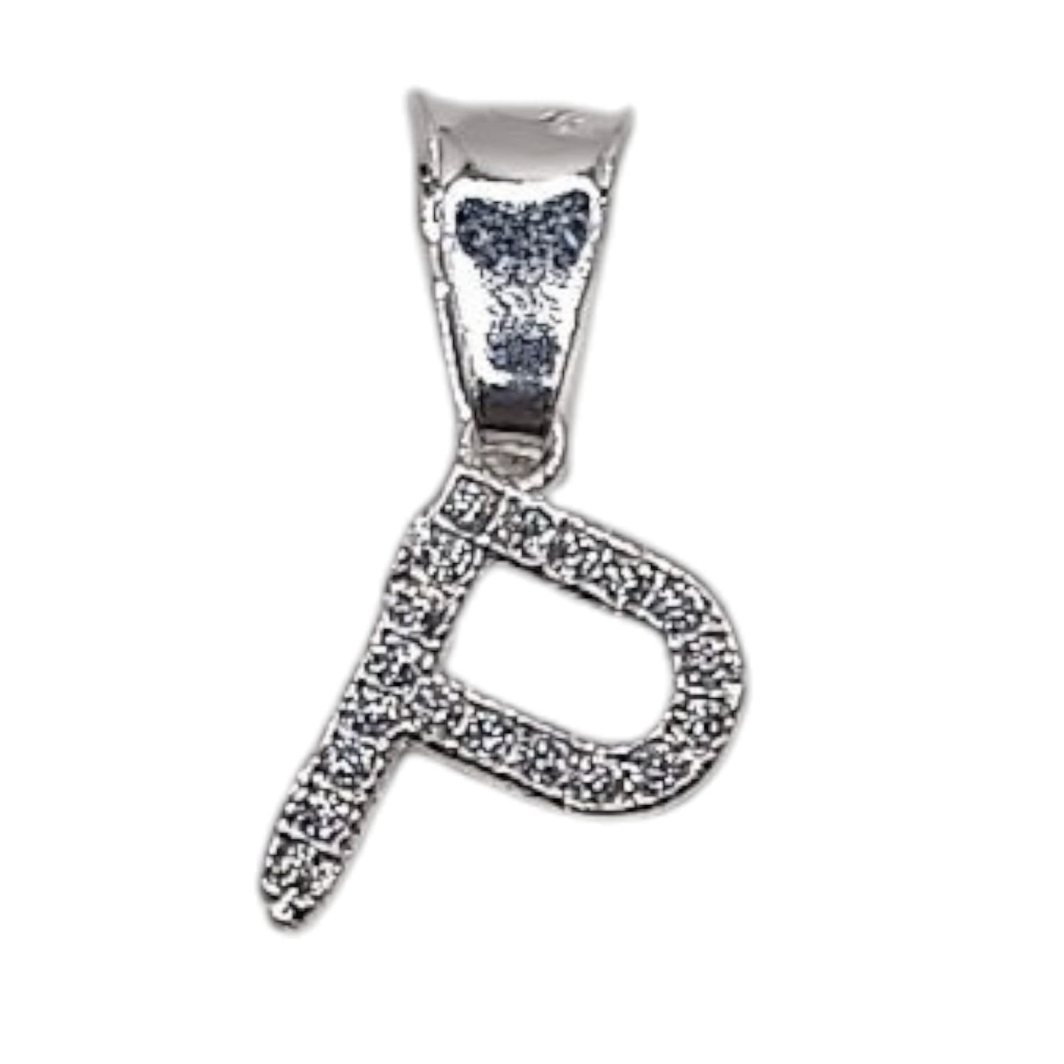 DIJE LETRA P 1 CM CON MINI CZ PLATA .925