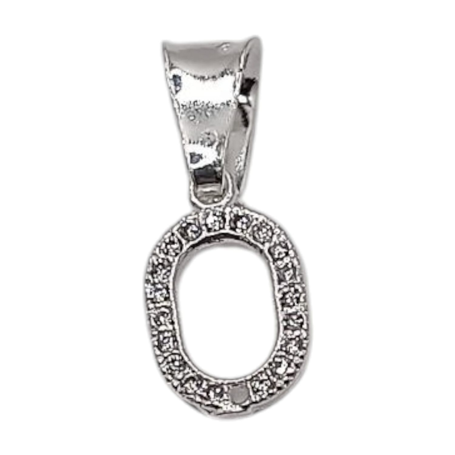 DIJE LETRA O 1 CM CON MINI CZ PLATA .925