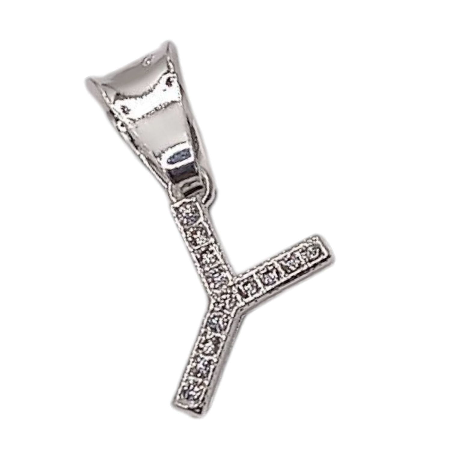 DIJE LETRA Y 1 CM CON MINI CZ PLATA .925
