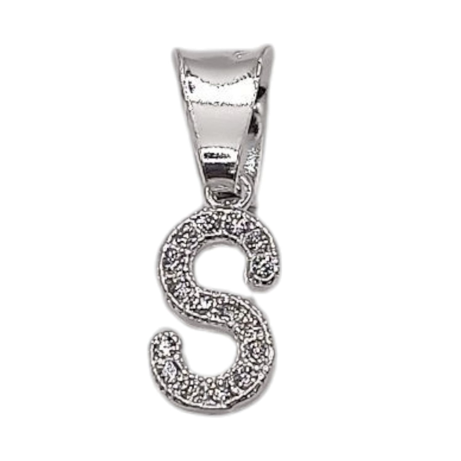 DIJE LETRA S 1 CM CON MINI CZ PLATA .925