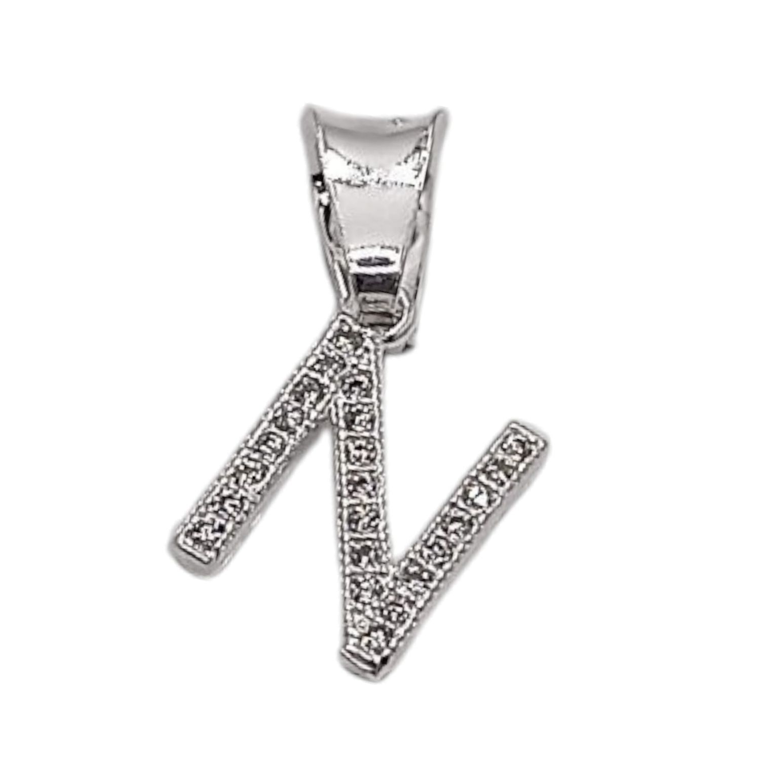 DIJE LETRA N 1 CM CON MINI CZ PLATA .925
