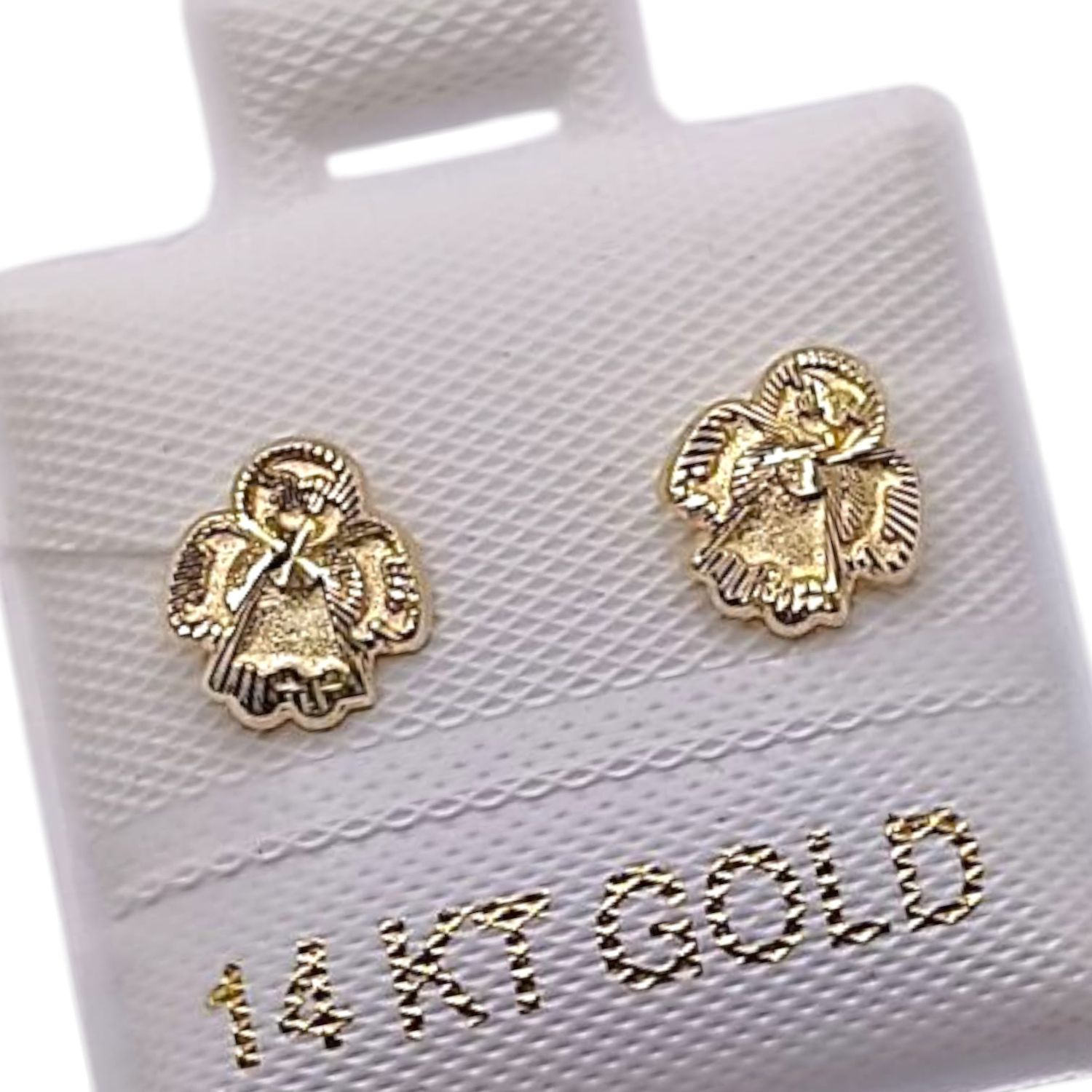 BROQUEL  ANGELITO DIAMANTADO, ORO 14K