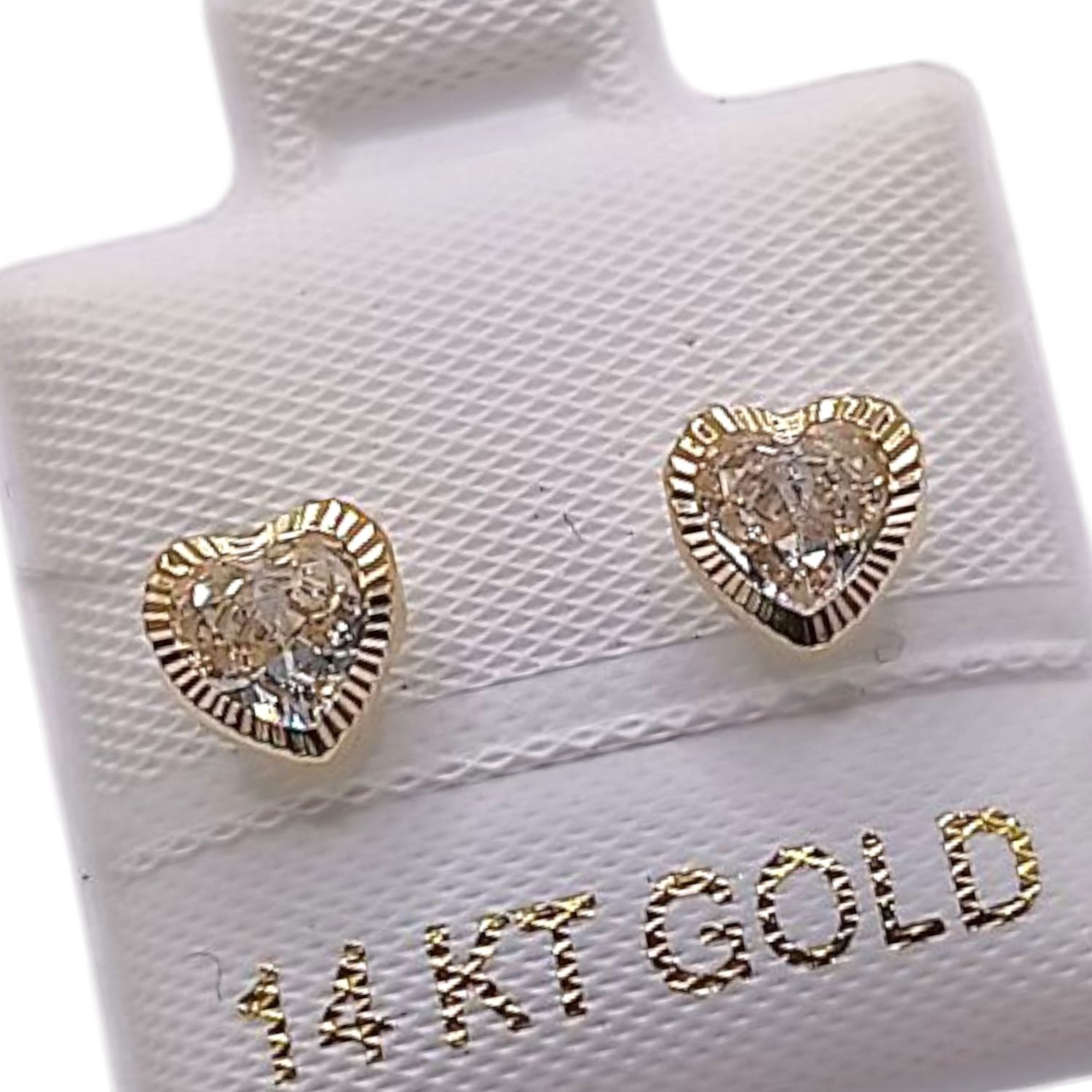 BROQUEL CORAZON BISELADO CZ BCA, BROCHE BOLITA, ORO 14K