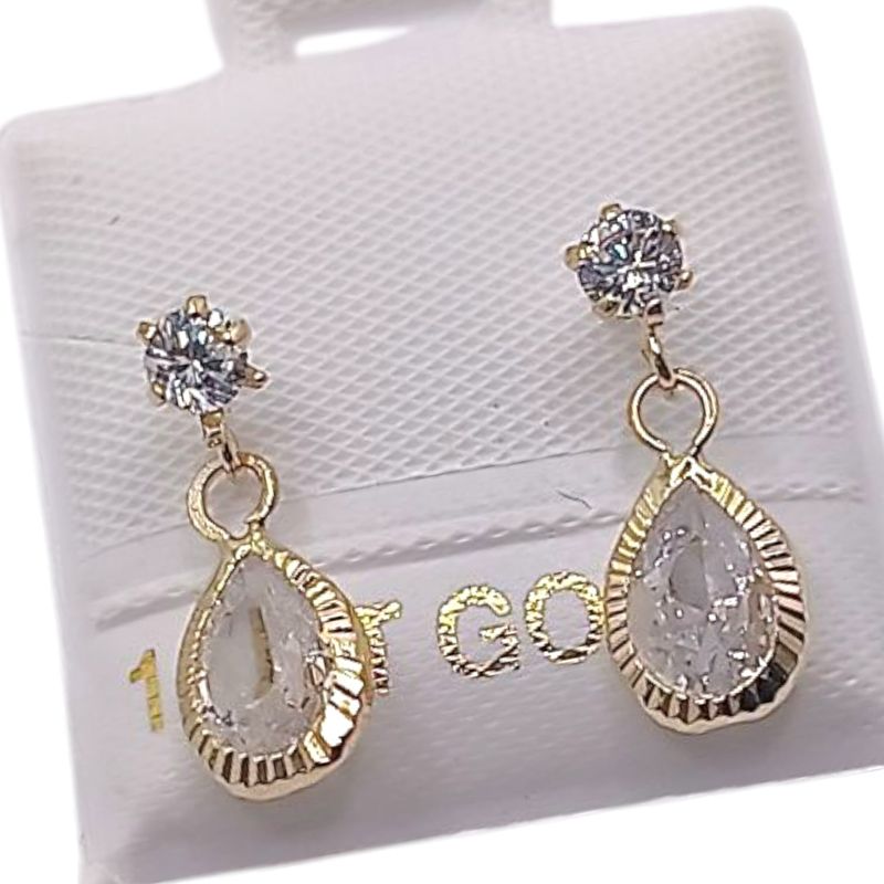 BROQUEL GOTA COLGANTE BLANCA, BROCHE BOLITA, ORO 14K