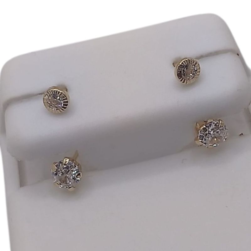 BROQUEL CURVO CZ BCA, ORO 14K