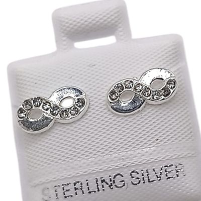 BROQUEL INFINITO CON MINI CZ, BROCHE BOLITA, PLATA .925
