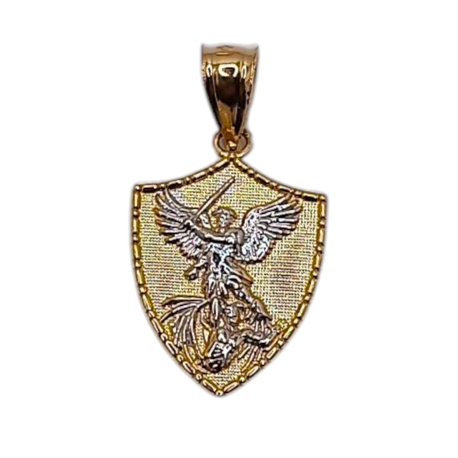 DIJE SAN MIGUEL ARCANGEL 2 COLORES 2.3 CM , ORO 14K