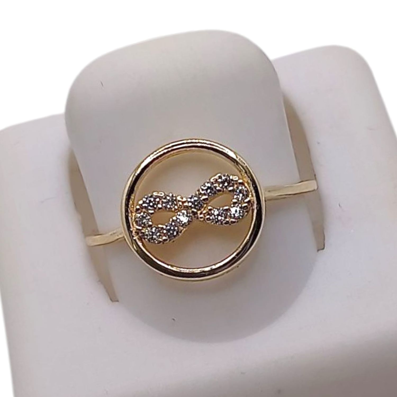 ANILLO CIRCULO CON INFINITO # 6.5 ORO 14K