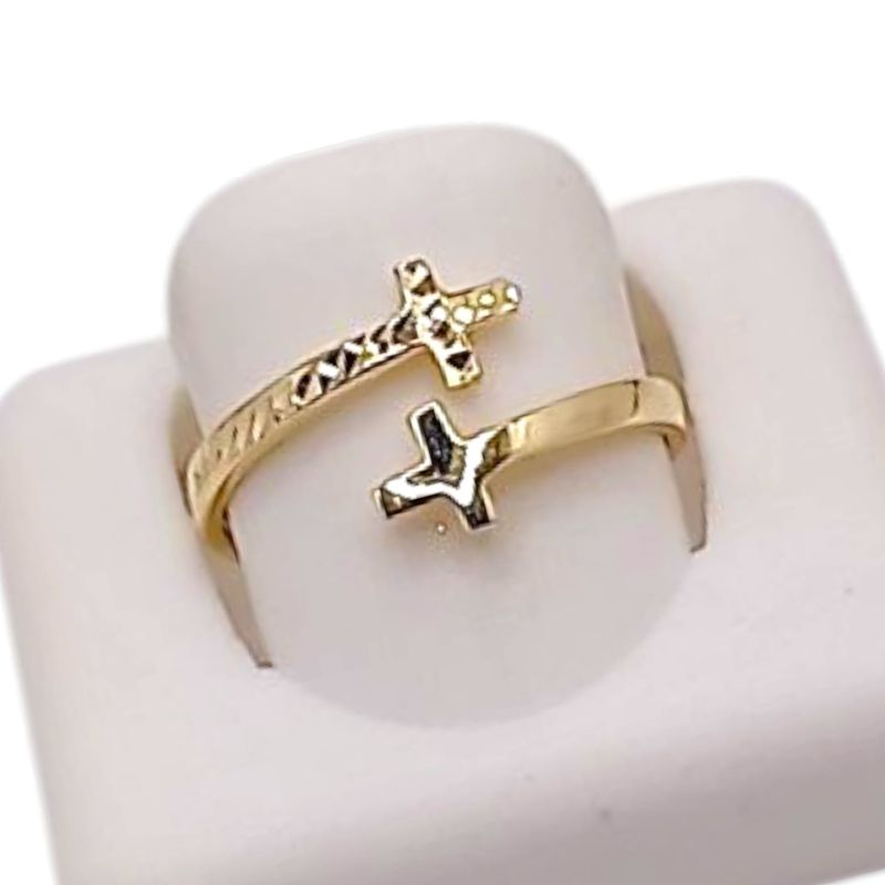 ANILLO AJUSTABLE CRUZ # 7.5 ORO 14K