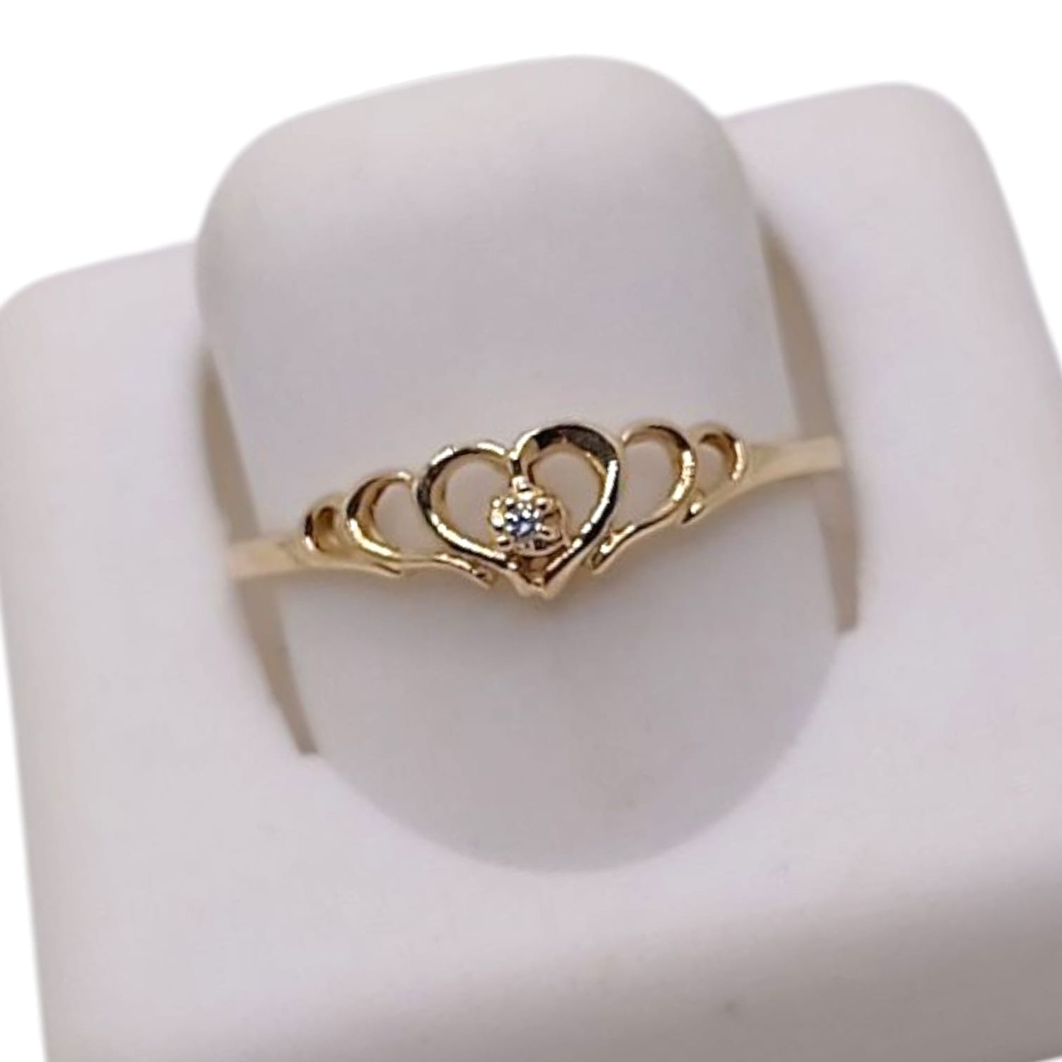 ANILLO CORAZONESCON MINI CZ # 7.5, ORO 14K