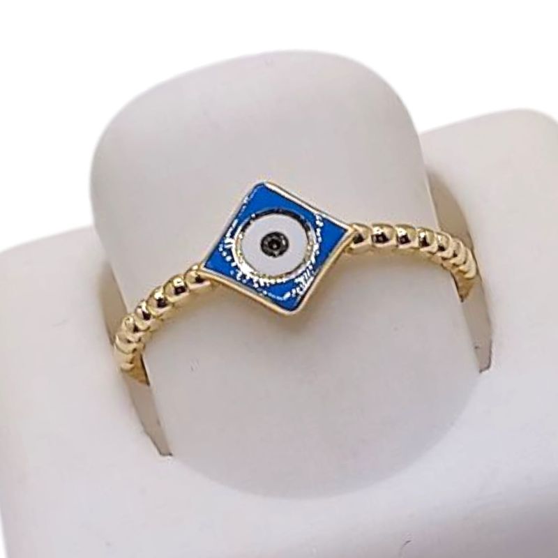 ANILLO AZUL CON OJITO # 7 ORO 14K