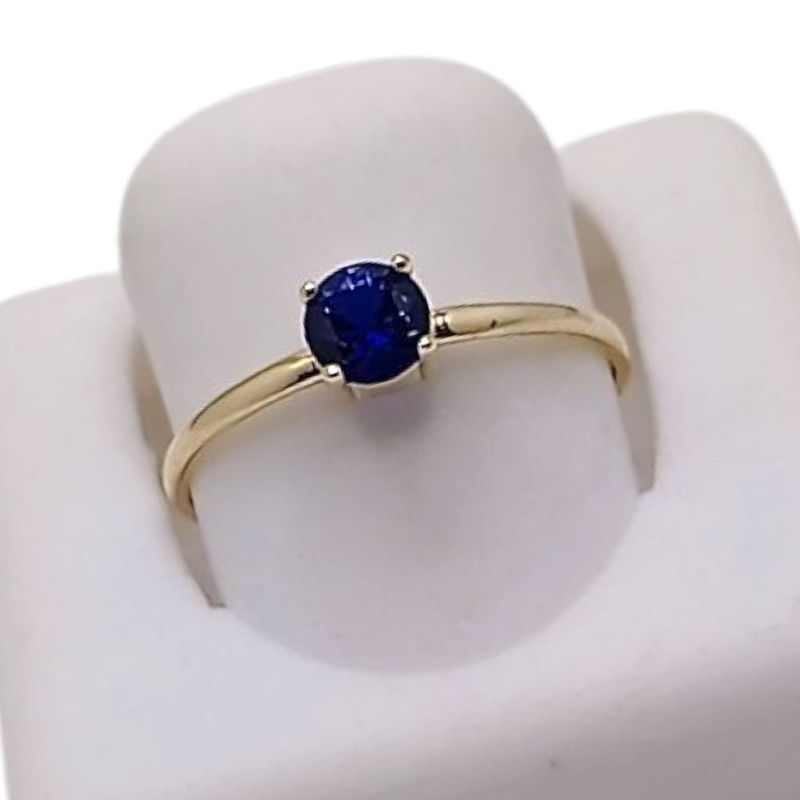 ANILLO CZ AZUL # 7, ORO 14K