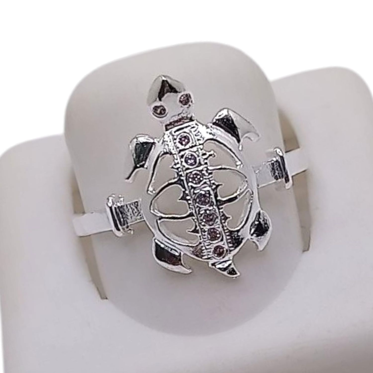 ANILLO TORTUGA CON CZ VARIAS MEDIDAS, PLATA .925