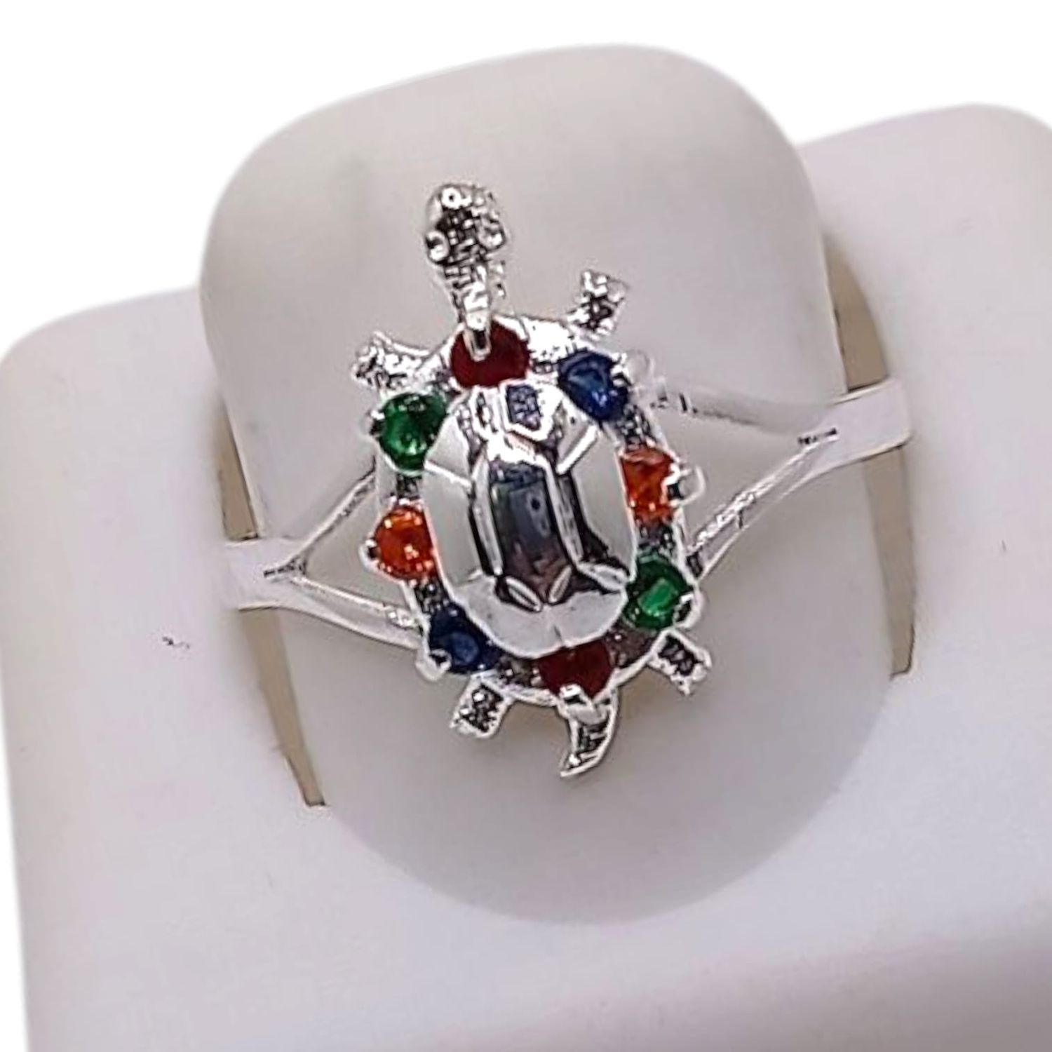 ANILLO TORTUGA CZ MULTICOLOR, VARIAS MEDIDAS, PLATA .925