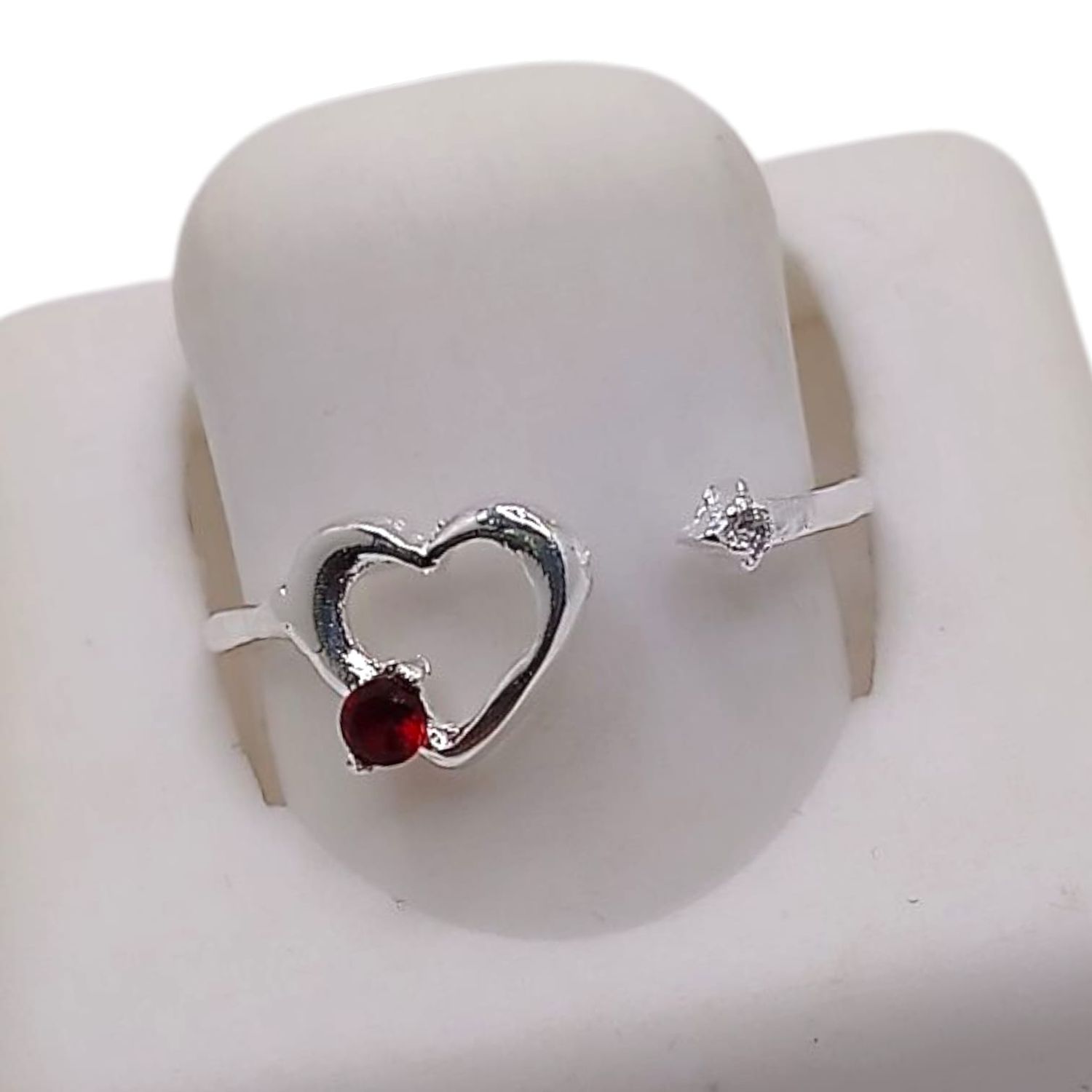 ANILLO CORAZONES AJUSTABLE, VARIAS MEDIDAS, PLATA .925