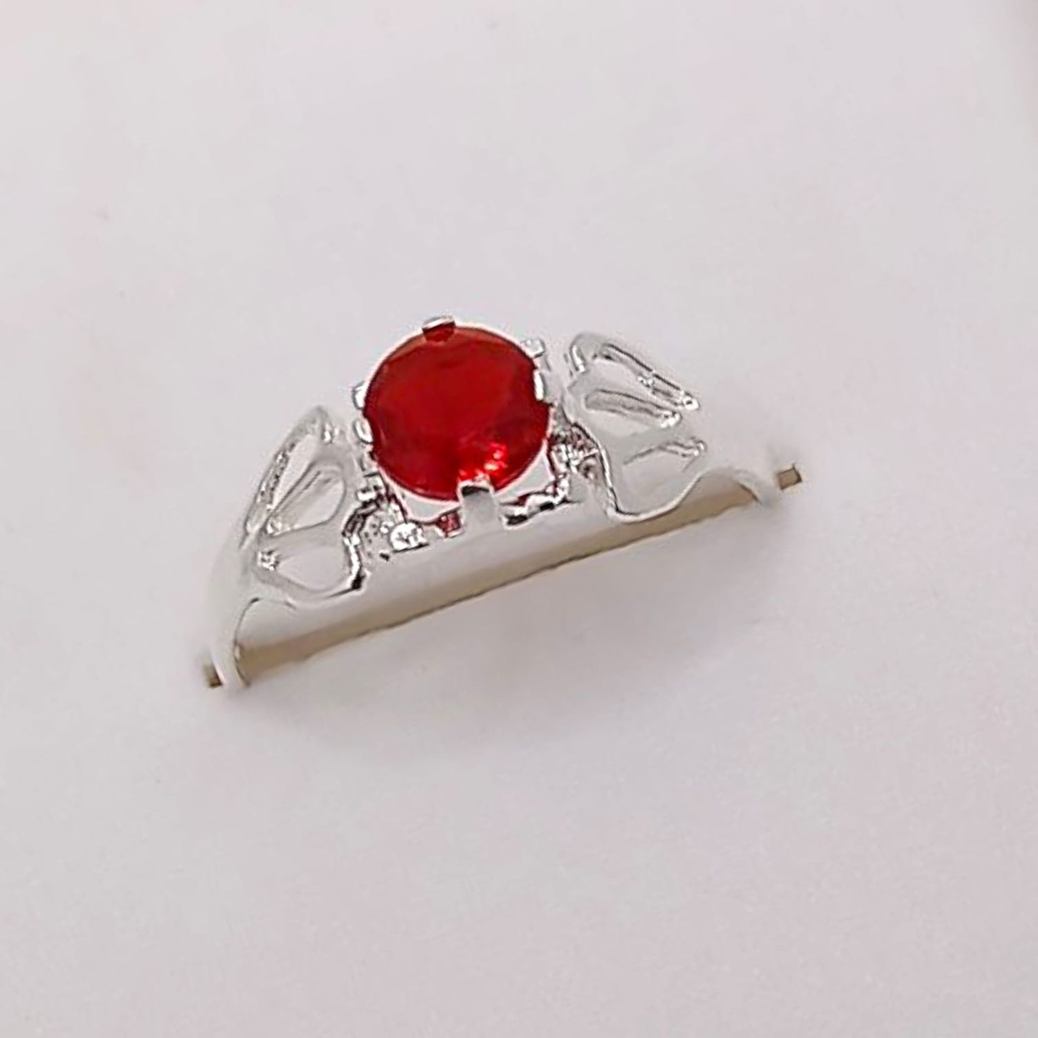 ANILLO NIÑA, CZ ROJA, PLATA .925