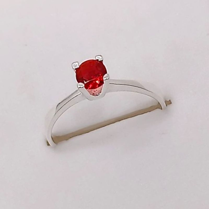ANILLO NIÑA CZ ROJA, PLATA .925