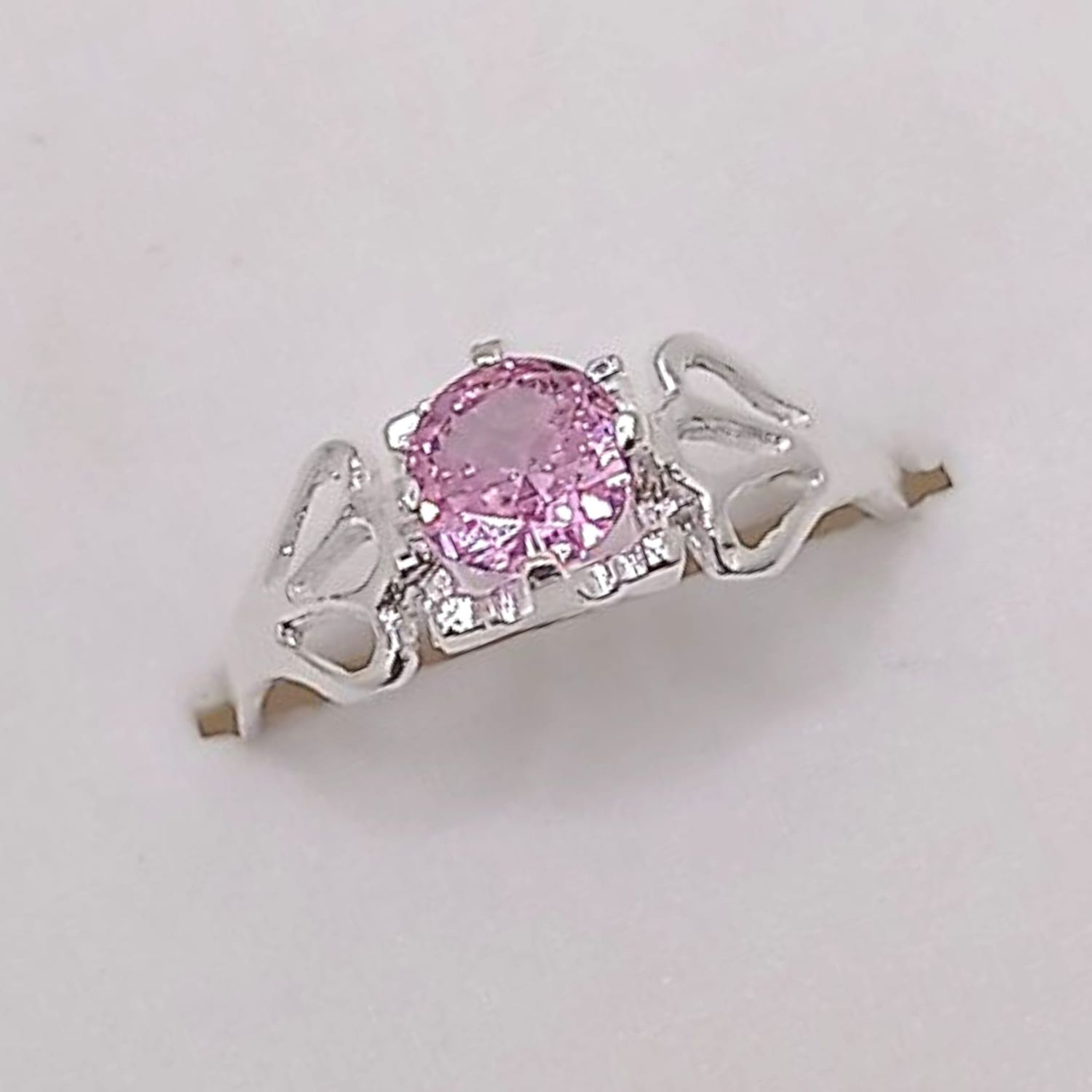 ANILLO NIÑA FLOR CZ ROSA, PLATA .925