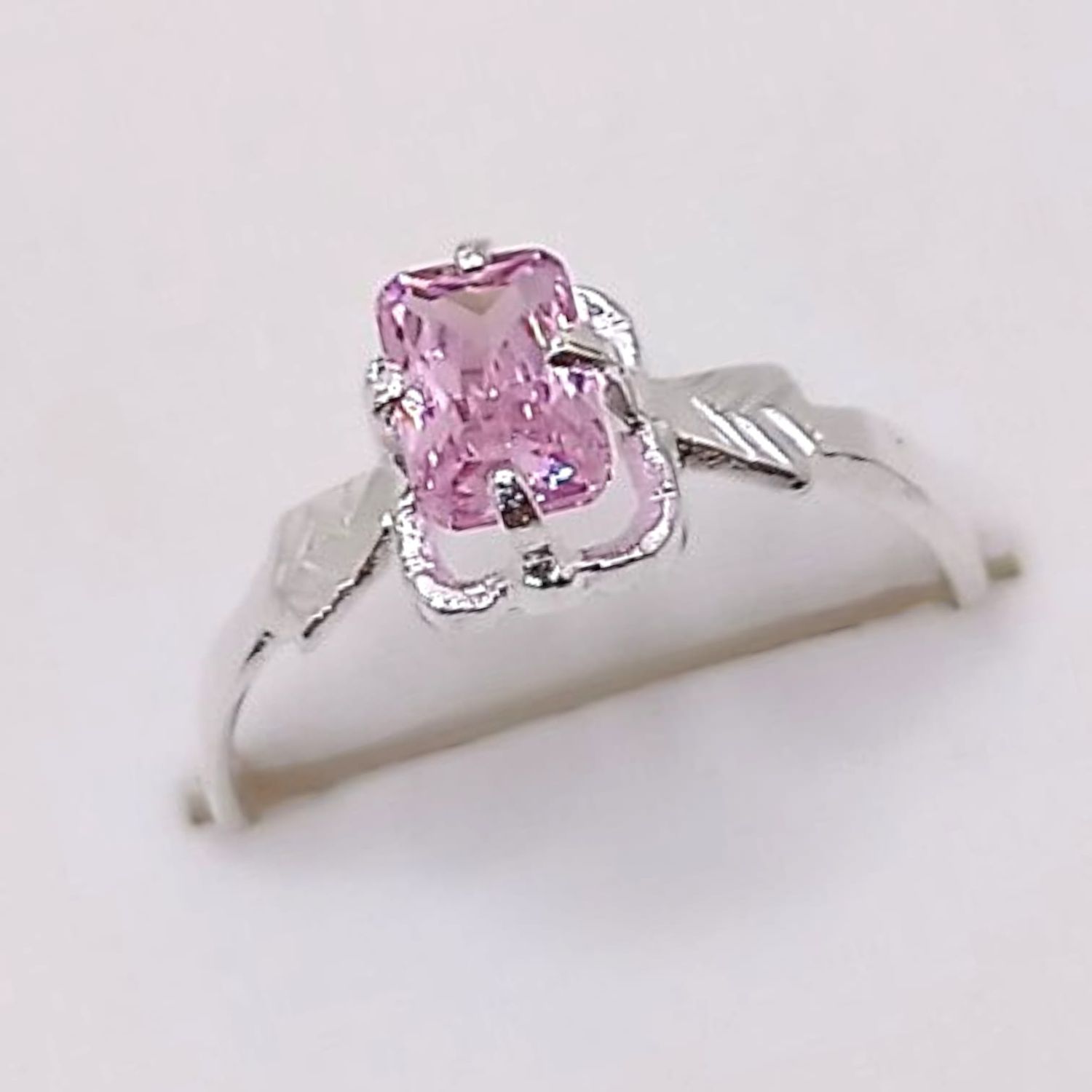 ANILLO CZ ROSA RECTANGULAR # 5 PLATA .925