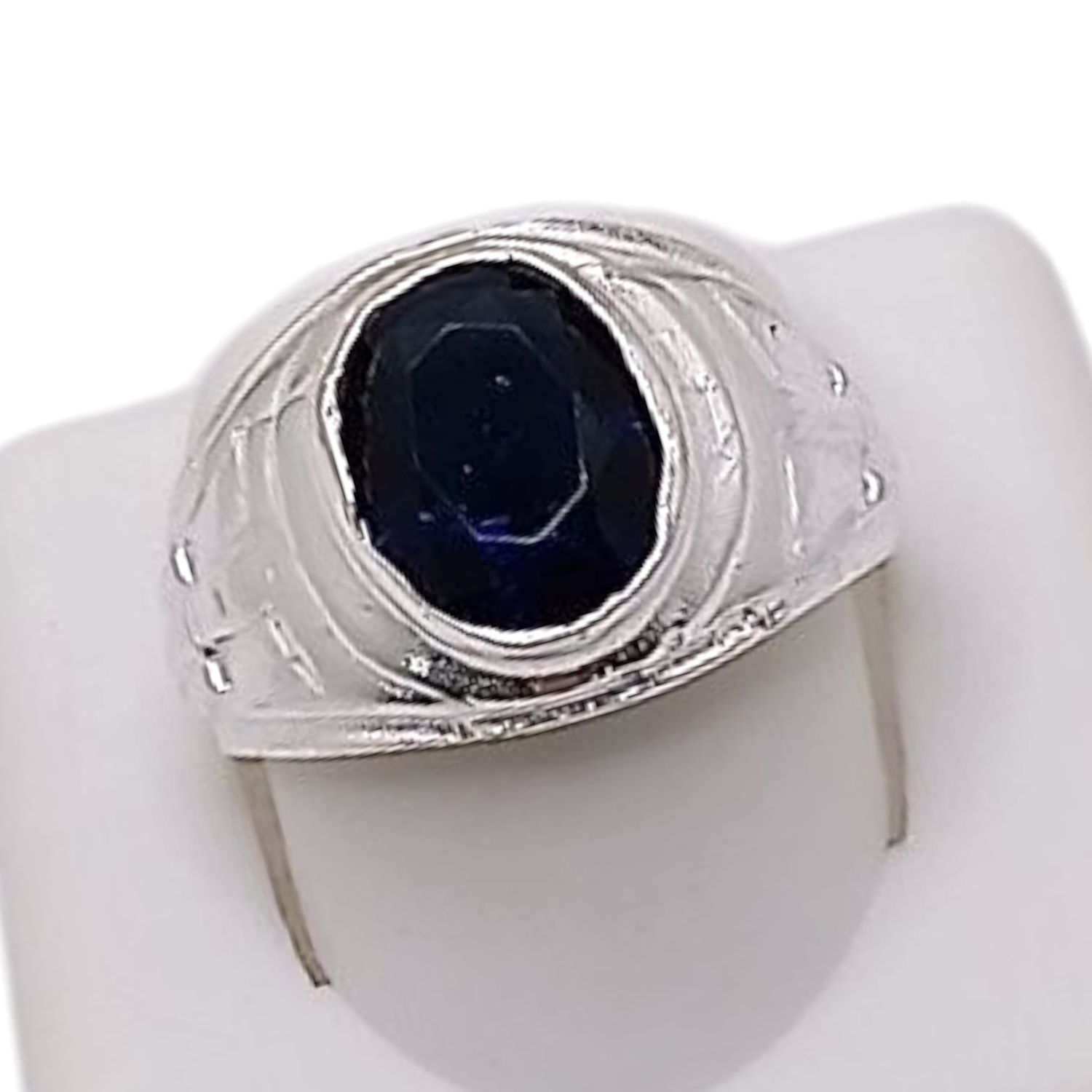 ANILLO CABALLERO CZ NAVY, VARIAS MEDIDAS, PLATA .925
