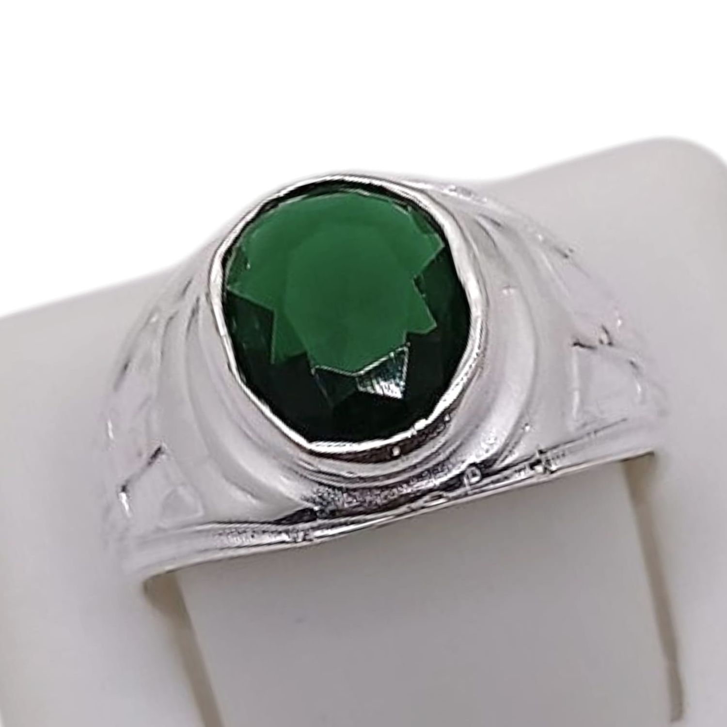 ANILLO CABALLERO CZ VERDE, PLATA .925