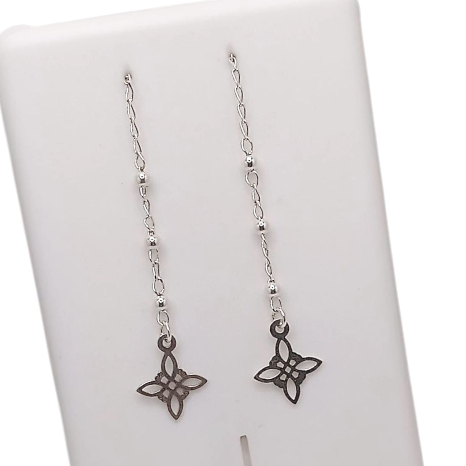 ARETE LARGO VIOL NUDO DE BRUJA 5 CM, PLATA .925
