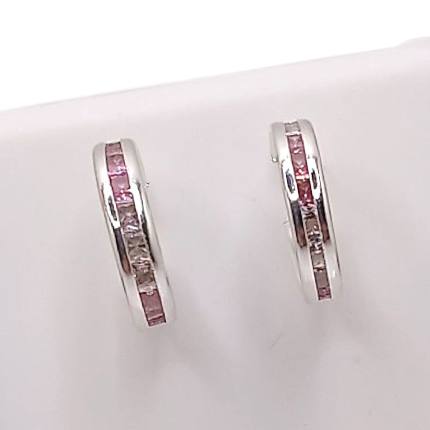 ARRACADA CANAL CZ ROSA,  2 CM, PLATA .925