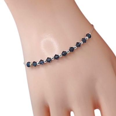 PULSERA MISTERIO CON CRUZ SW NAVY 7&quot;, PLATA .925