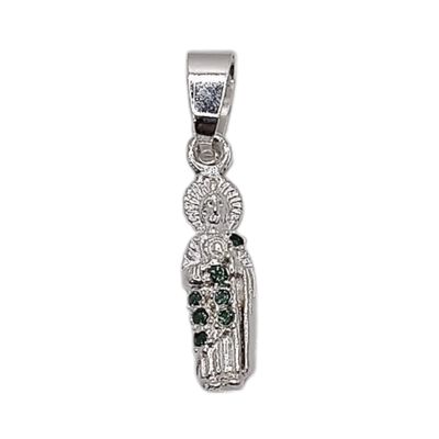 DIJE SAN JUDAS CZ VERDE, 2 CM, PLATA .925