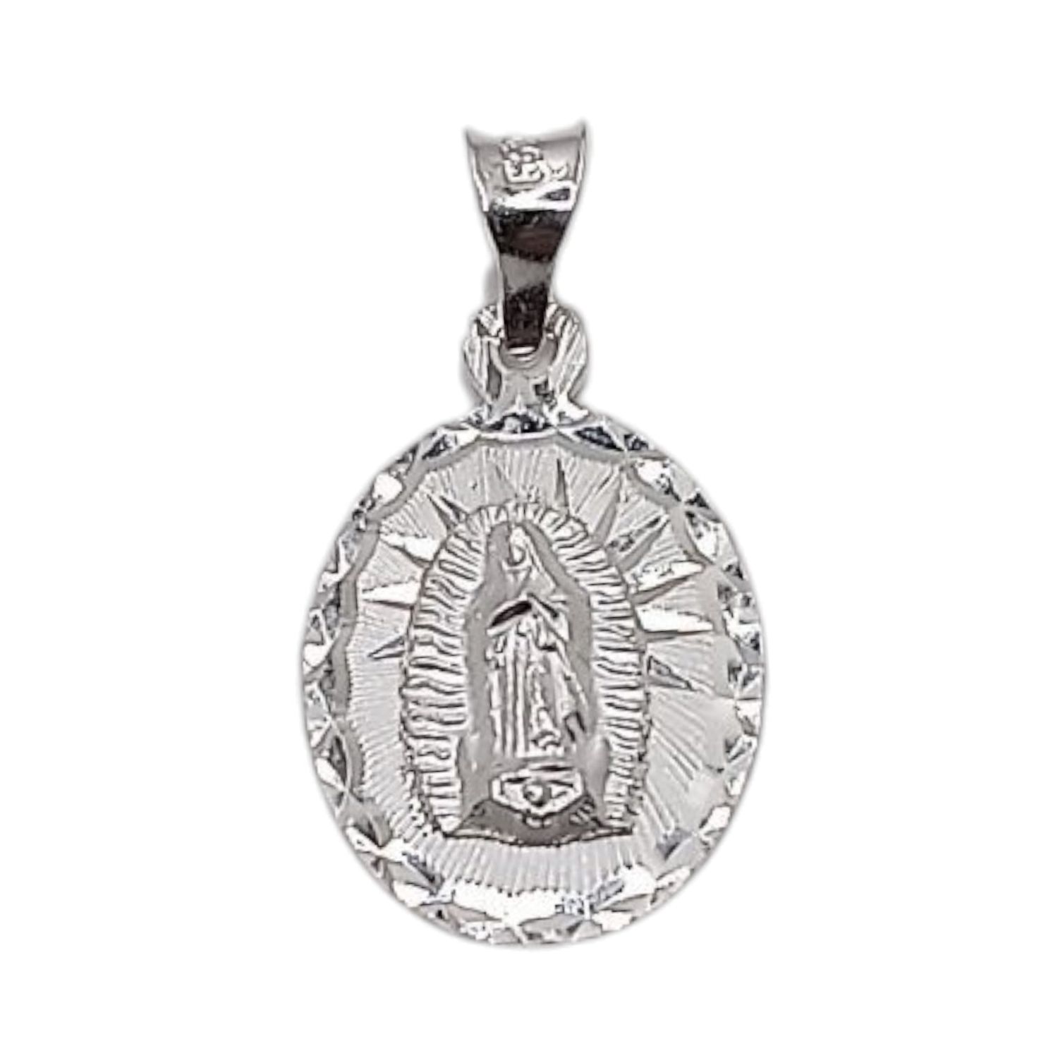 MEDALLA DIAMANTADA VIRGEN DE GPE 2 CM, PLATA .925