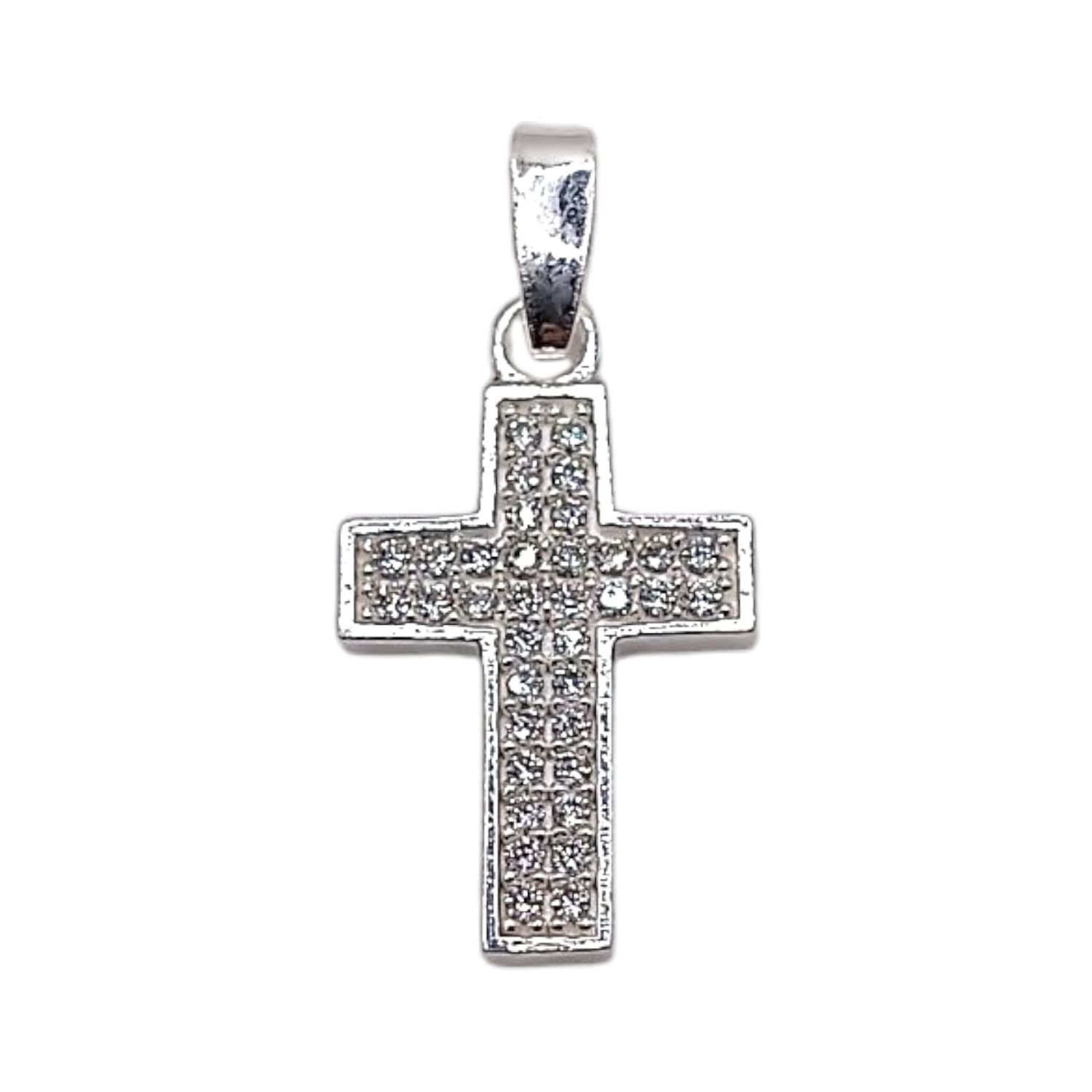 DIJE CRUZ CON MINI CZ2 CM, PLATA .925
