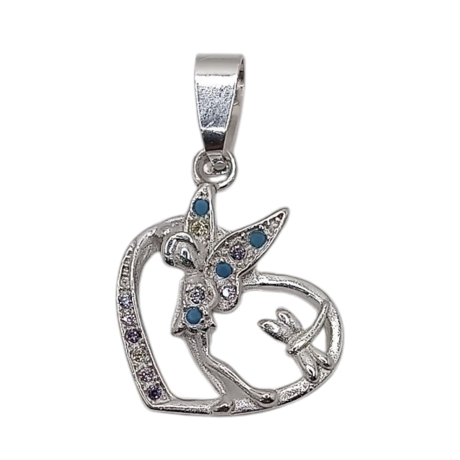 DIJE CORAZON CON HADA2 CM, PLATA .925