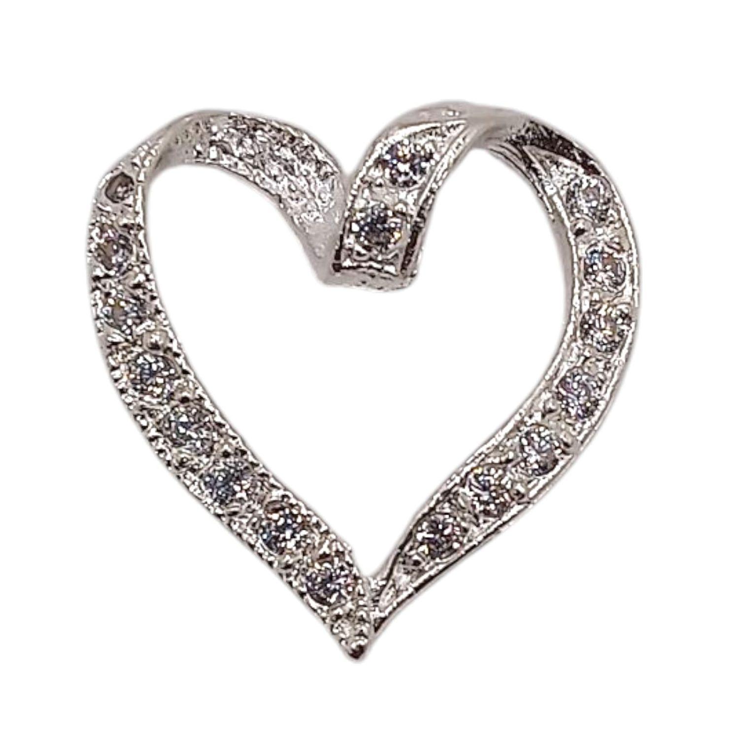 DIJE CORAZON CON CZ, 2 CM, PLATA .925