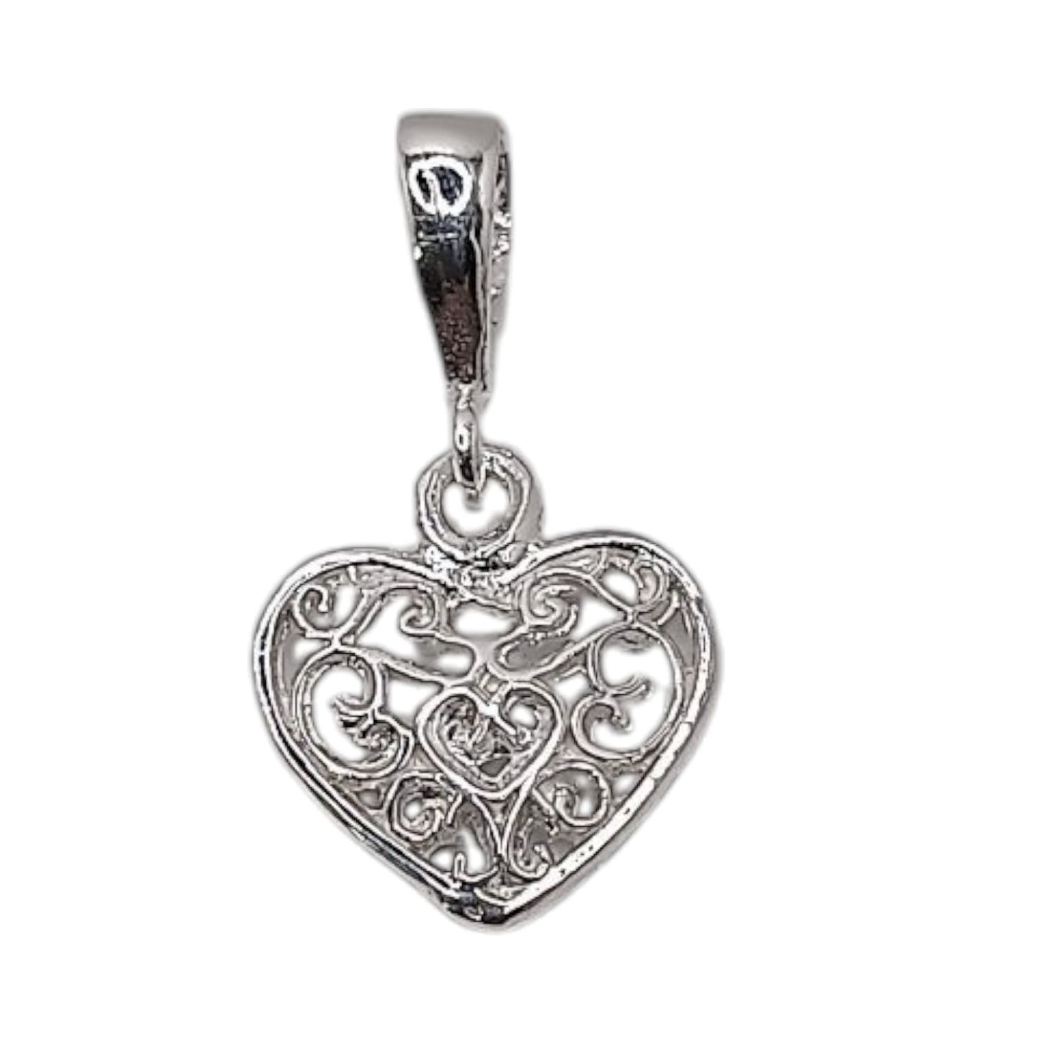 DIJE CORAZONCALADO1.5 CM, PLATA .925