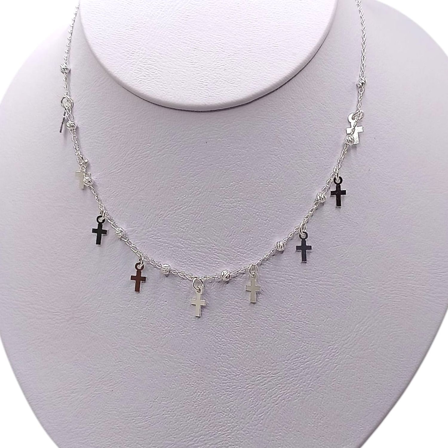 GARGANTILLA 16&quot; CRUCES PLATA .925