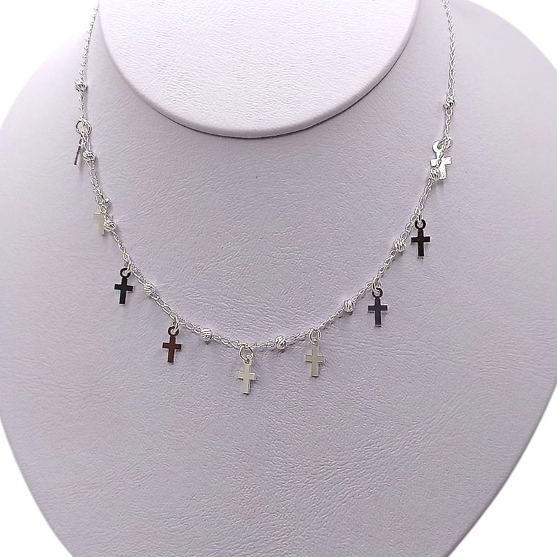 GARGANTILLA 16&quot; CRUCES PLATA .925